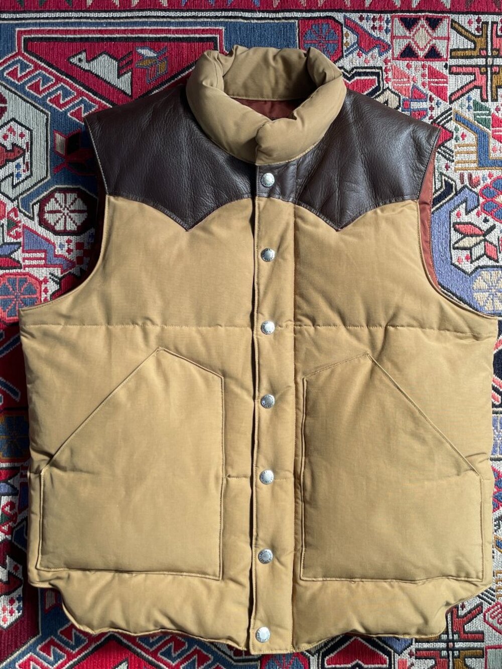 Sugar Cane Down Vest leather yoke
